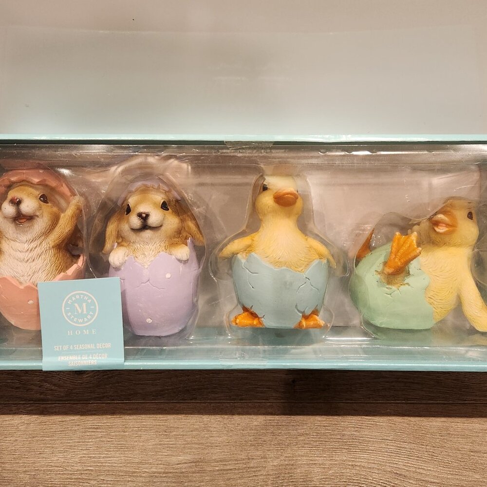 Easter Martha Stewart Duck Rabbit Hatching Cracked Egg Shells Figurines Decor NI